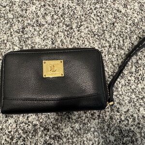 Ralph Lauren Black Wallet with Gold Plate